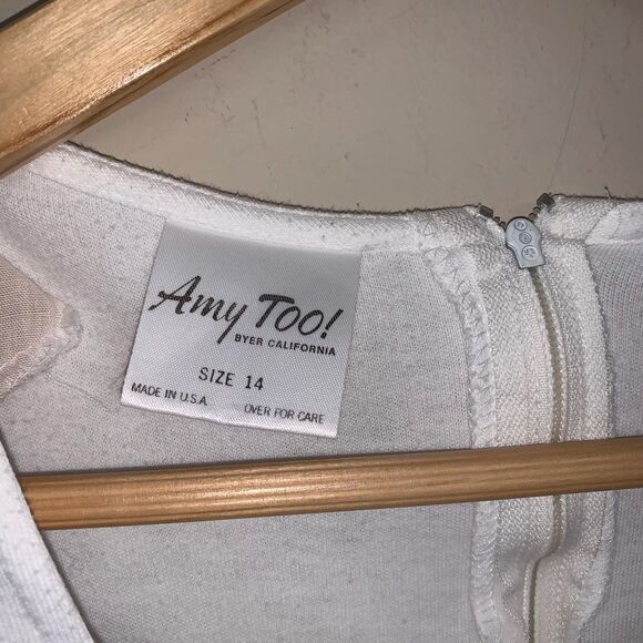 Vintage Dress 80s 90s Girl's 14 Puff Sleeve White Lace Ruffle Tired Dance Party - Picture 3 of 6